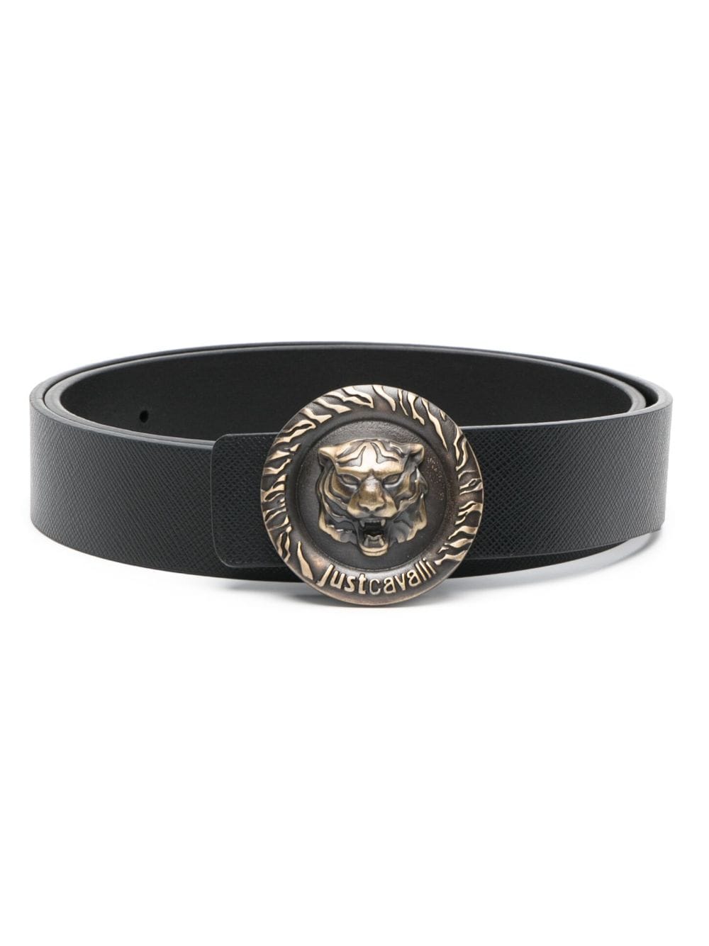 Just Cavalli Tiger Head-buckle leather belt - Black von Just Cavalli