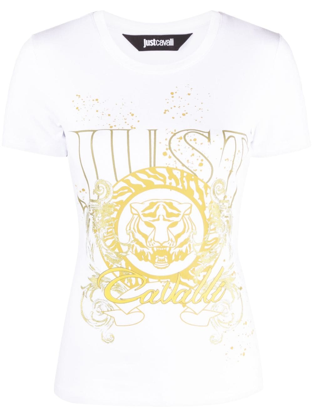 Just Cavalli Tiger Head-motif cotton T-shirt - White von Just Cavalli