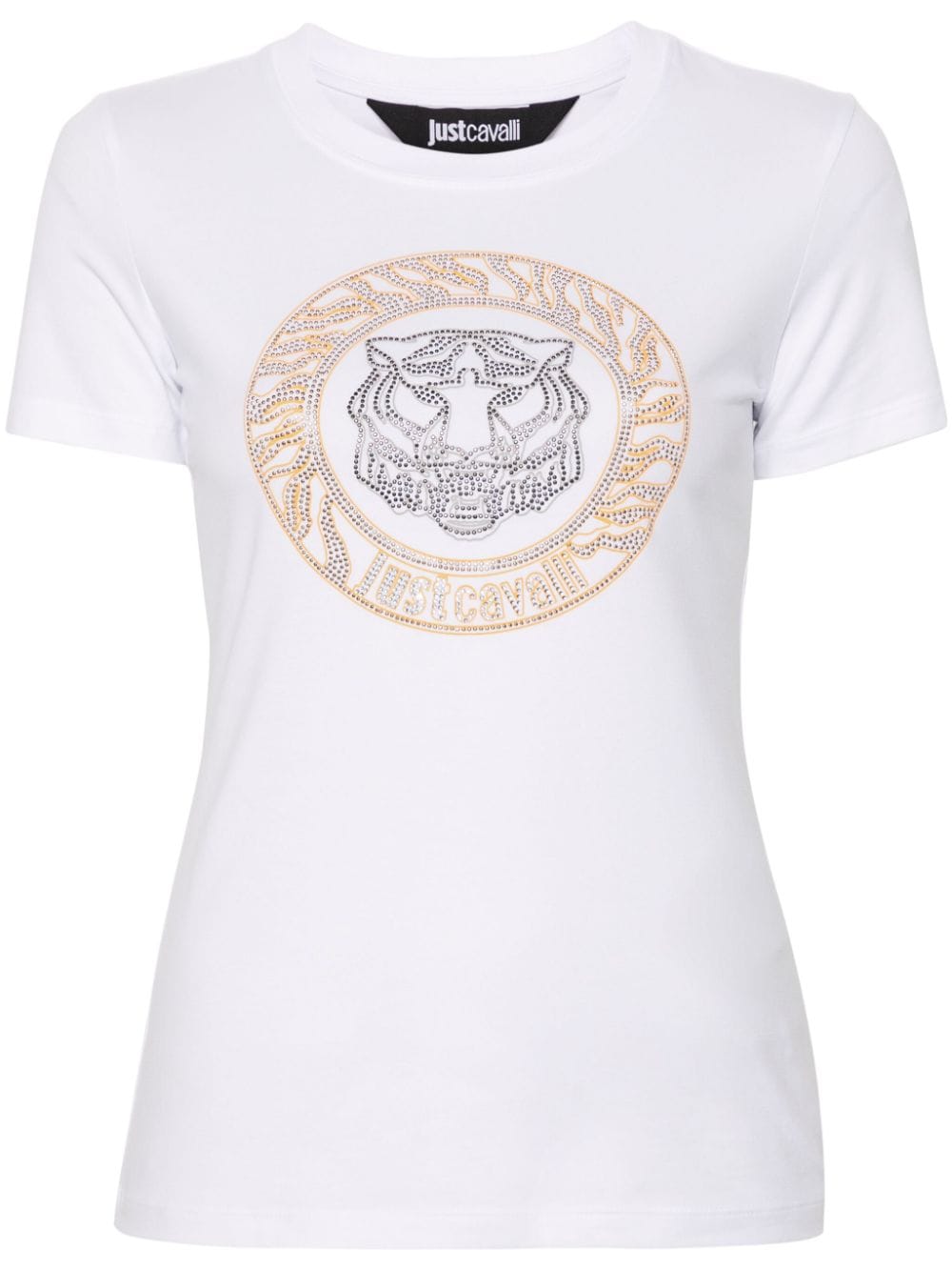 Just Cavalli Tiger Head-motif studded T-shirt - White von Just Cavalli