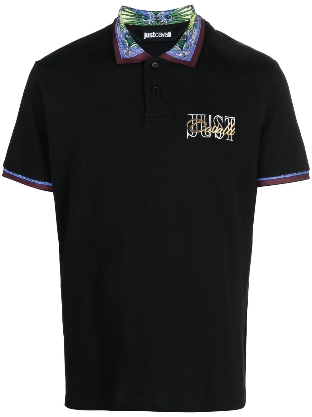 Just Cavalli contrasting-border cotton polo shirt - Black von Just Cavalli