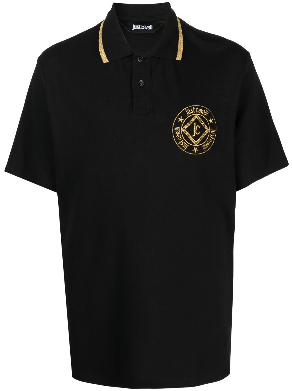 Just Cavalli embroidered-logo cotton polo shirt - Black von Just Cavalli