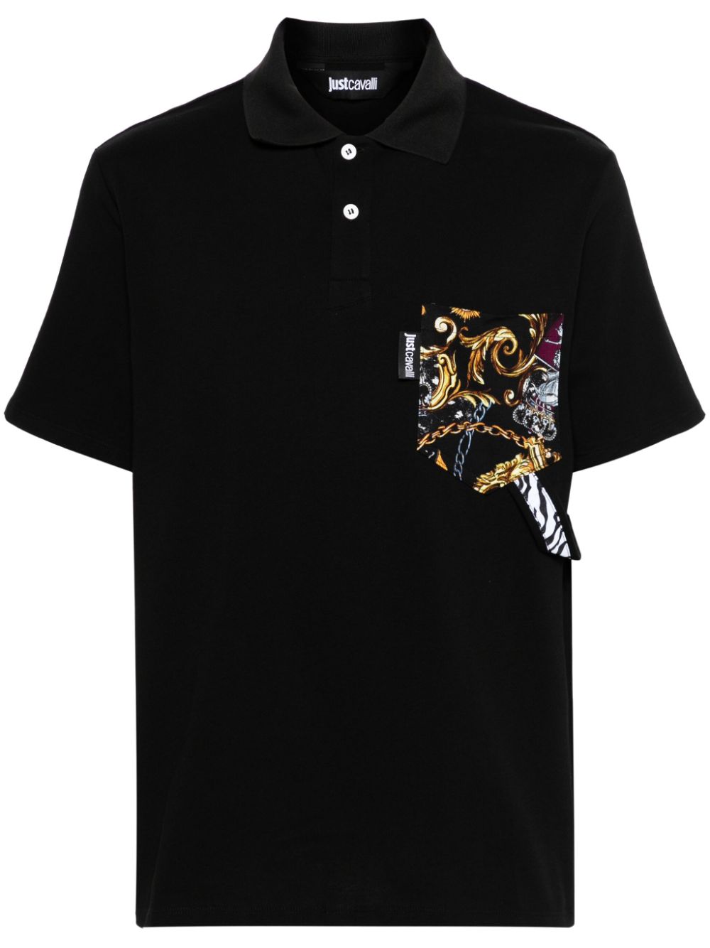 Just Cavalli graphic print-detail cotton polo shirt - Black von Just Cavalli