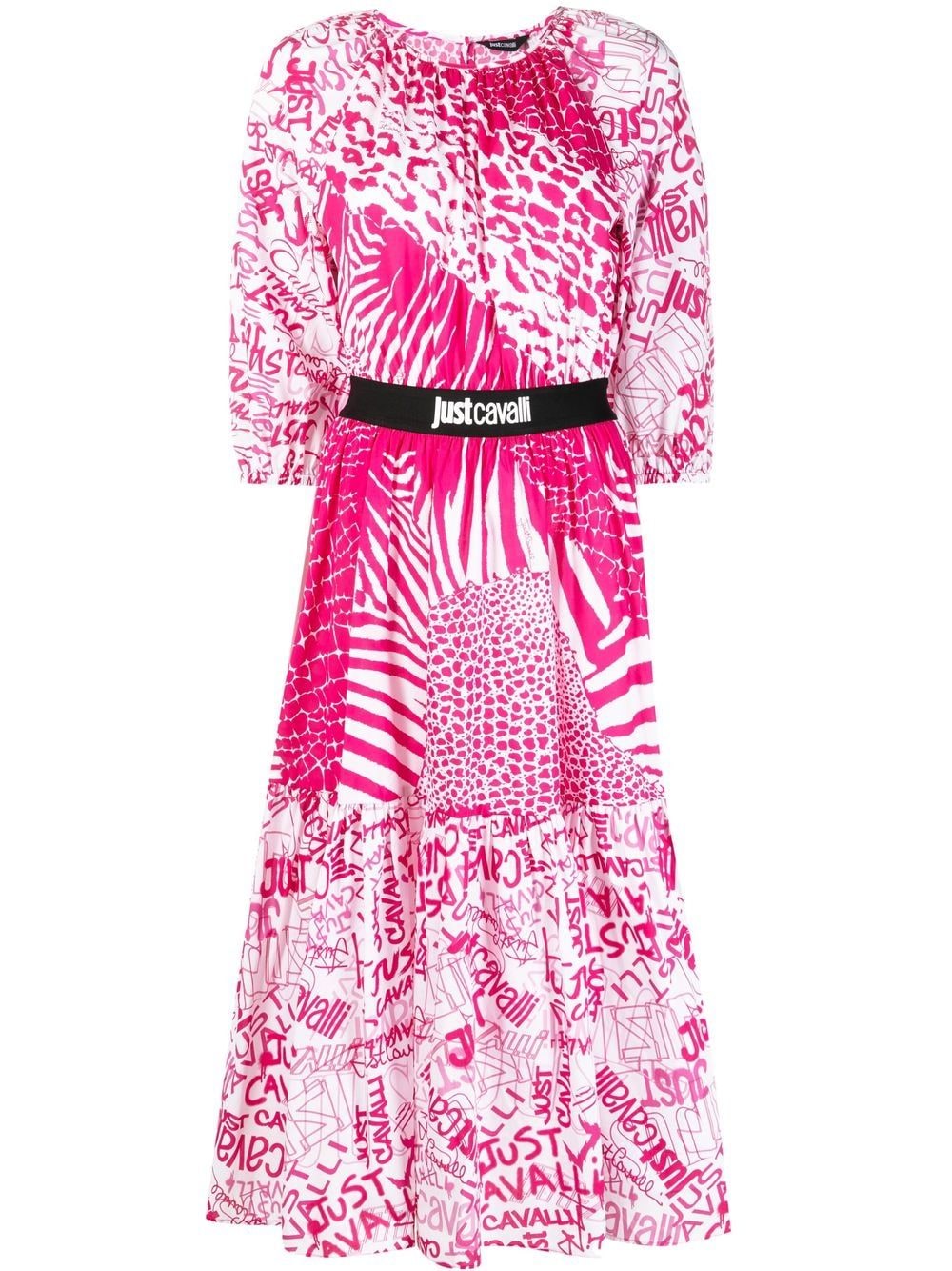 Just Cavalli graphic-print flared dress - Pink von Just Cavalli