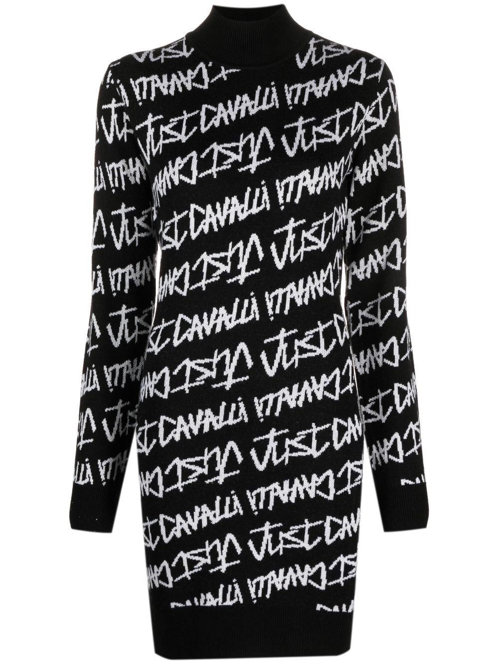 Just Cavalli intarsia-knit logo dress - Black von Just Cavalli