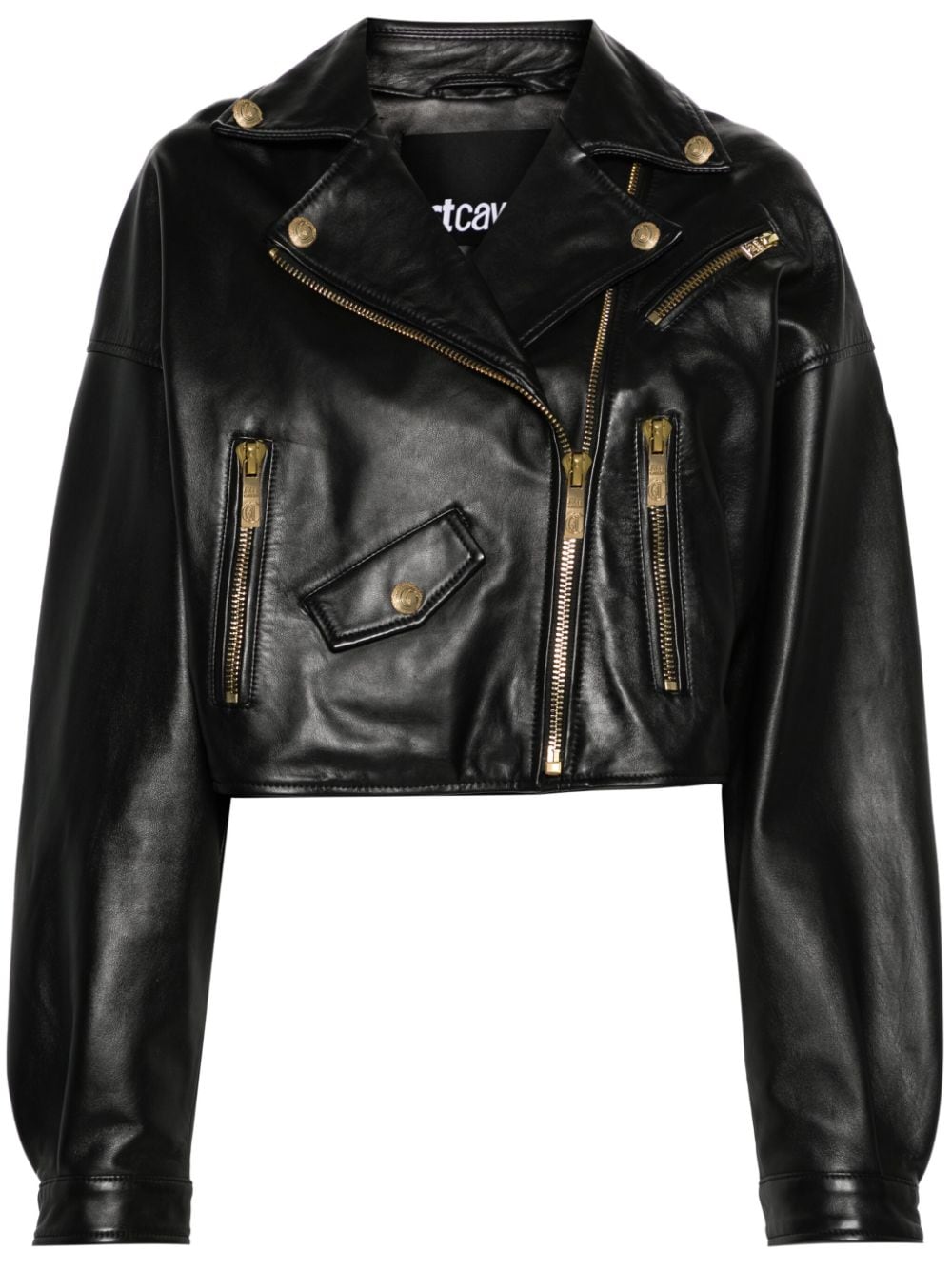 Just Cavalli leather biker jacket - Black von Just Cavalli