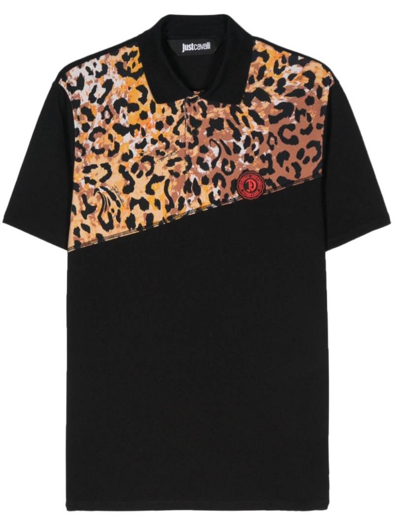 Just Cavalli leopard-print logo-detail polo shirt - Black von Just Cavalli