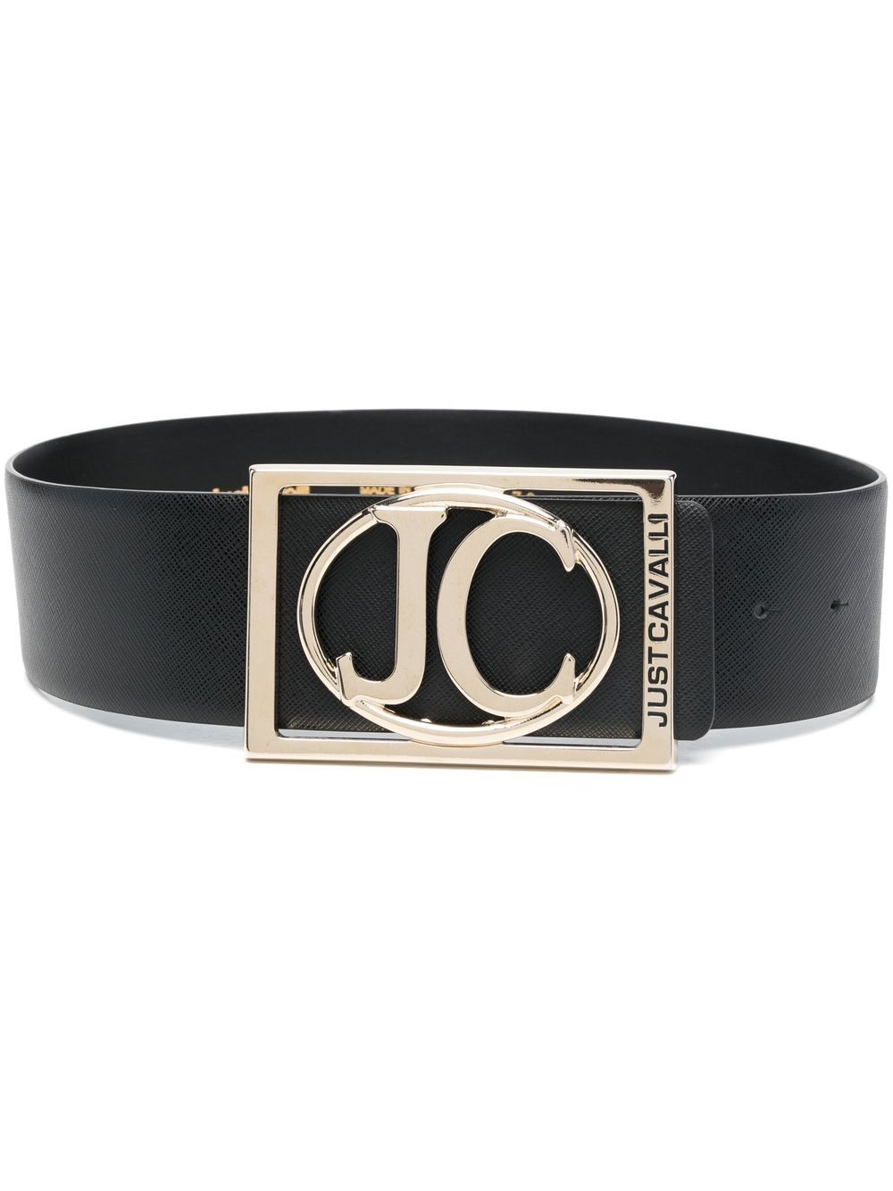 Just Cavalli logo-buckle leather belt - Black von Just Cavalli