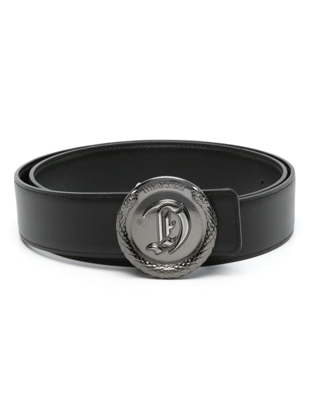 Just Cavalli logo-buckle leather belt - Black von Just Cavalli