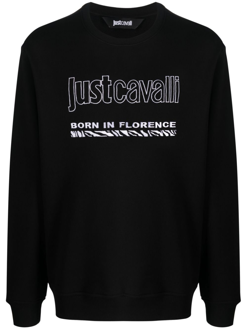 Just Cavalli logo-embroidered cotton sweatshirt - Black von Just Cavalli