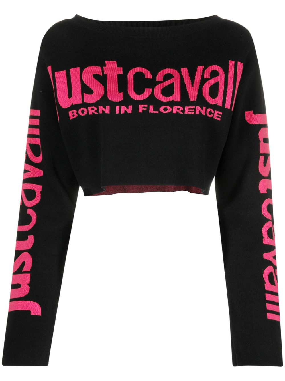 Just Cavalli logo-embroidered knitted top - Black von Just Cavalli