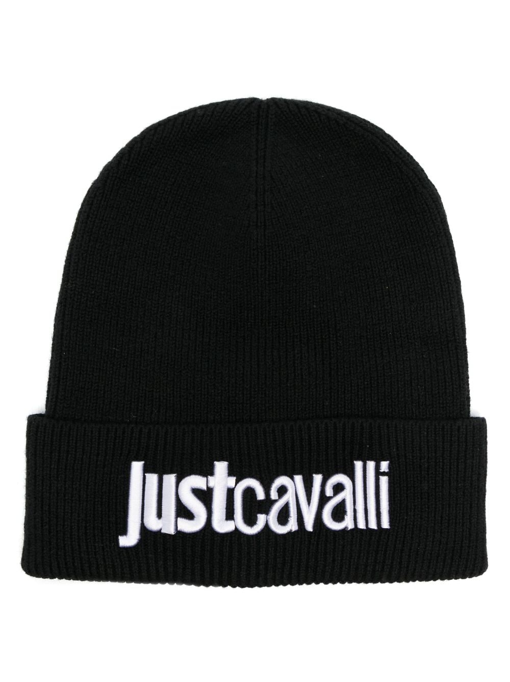 Just Cavalli logo-embroidered wool beanie - Black von Just Cavalli