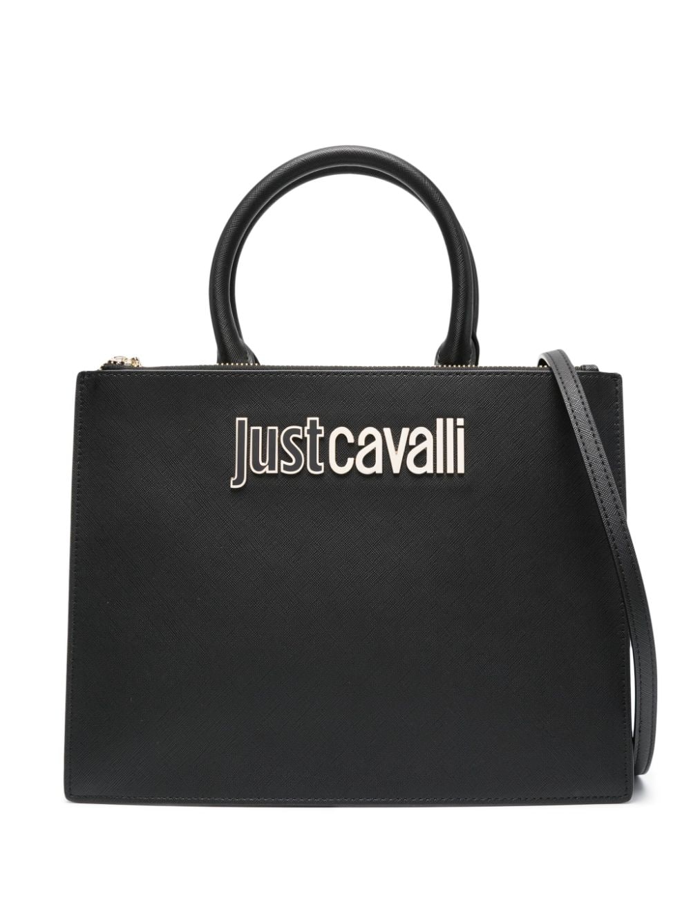 Just Cavalli logo-lettering faux-leather tote bag - Black von Just Cavalli