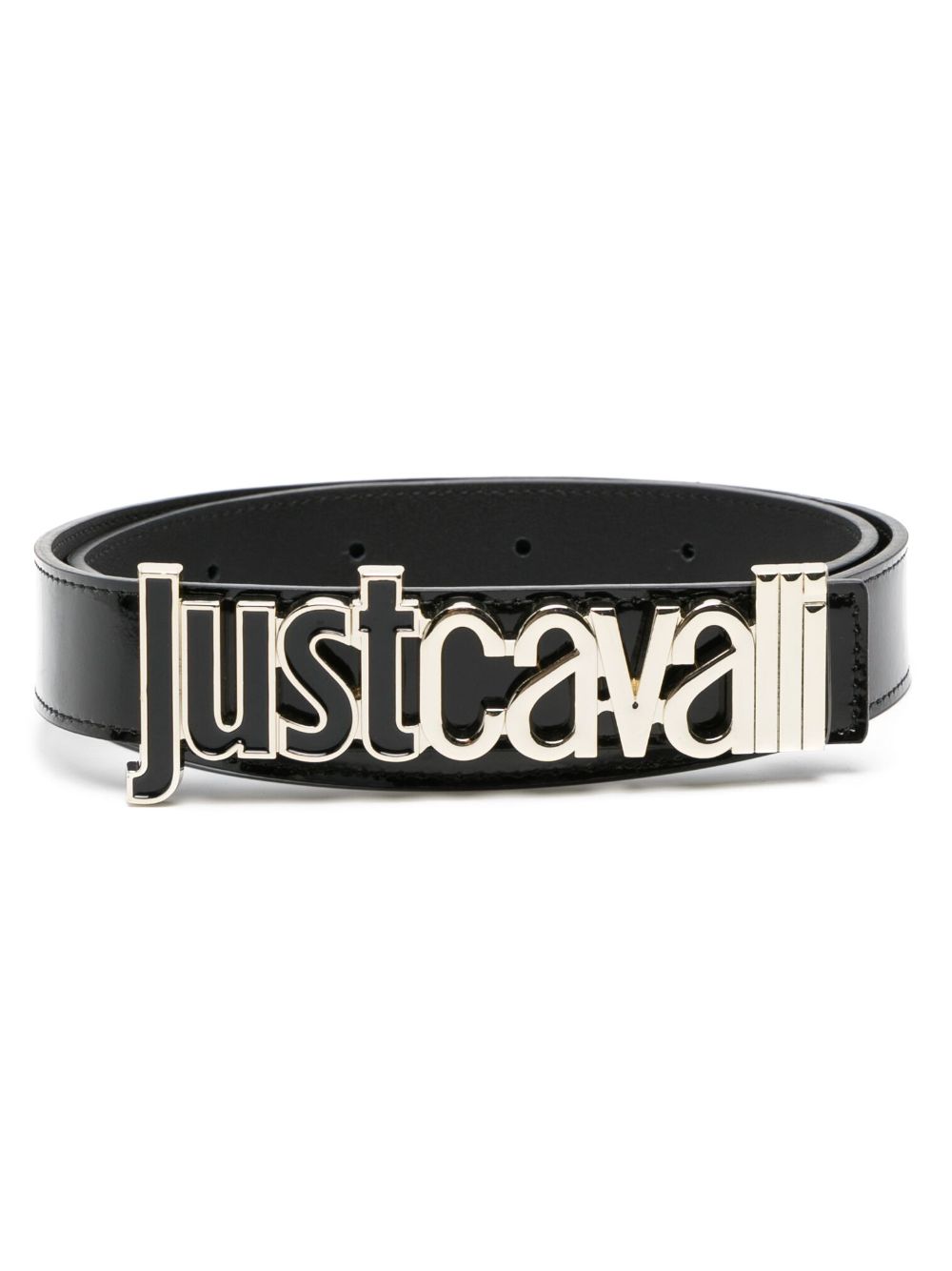 Just Cavalli logo-lettering leather belt - Black von Just Cavalli
