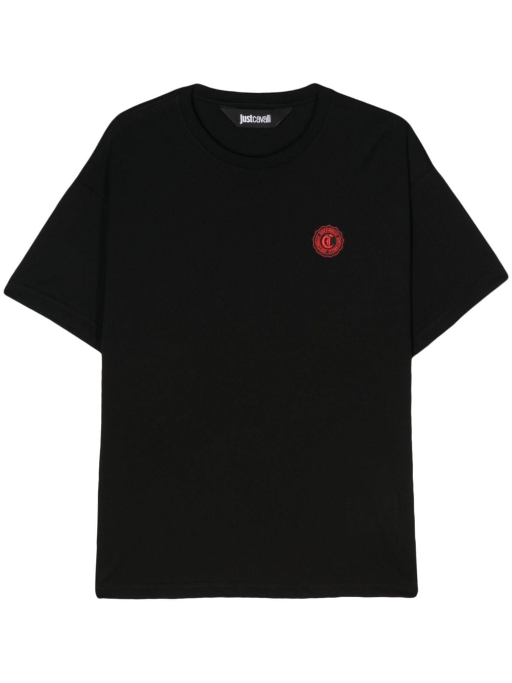 Just Cavalli logo-patch cotton T-shirt - Black von Just Cavalli