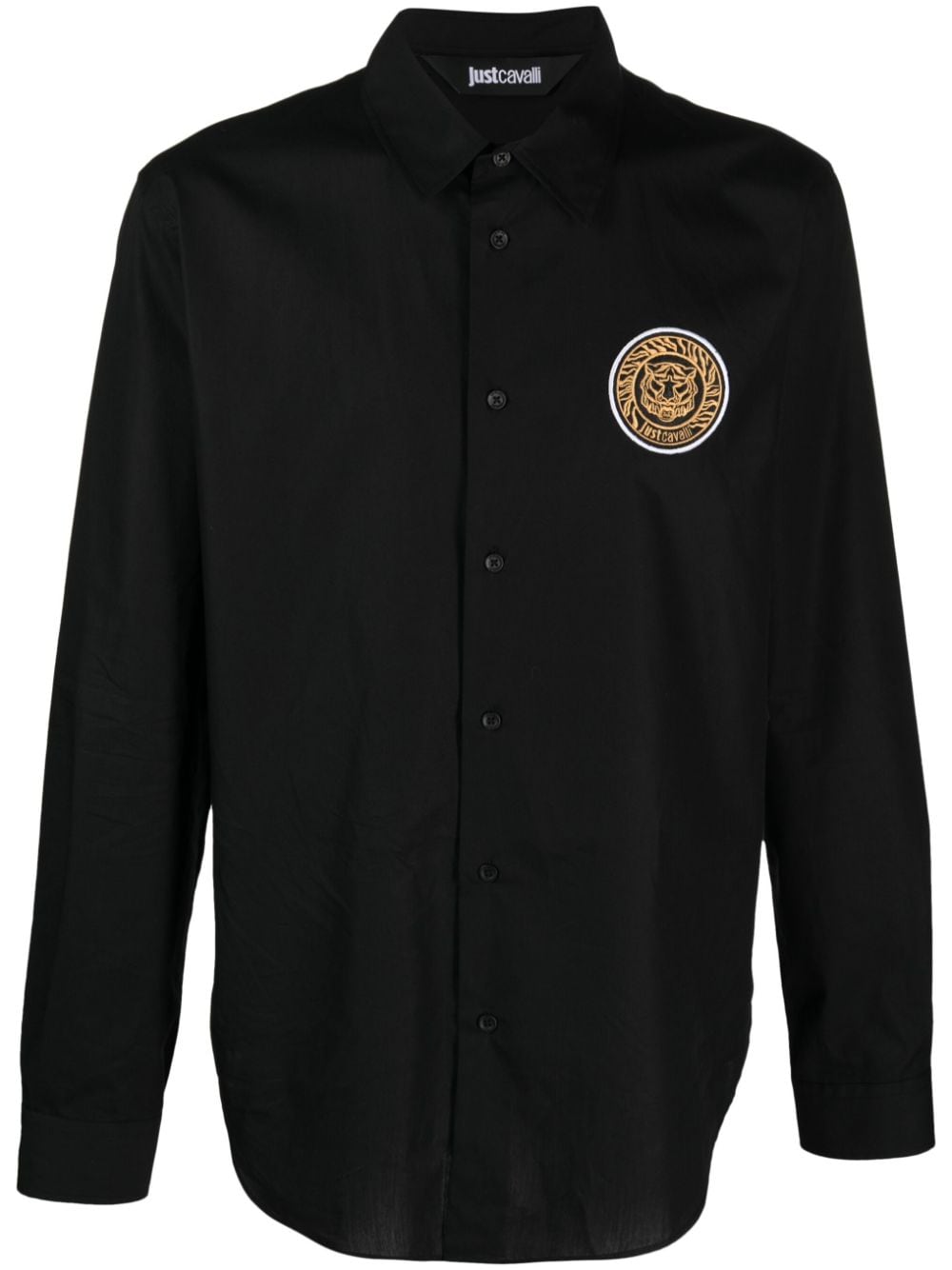 Just Cavalli logo-patch cotton shirt - Black von Just Cavalli