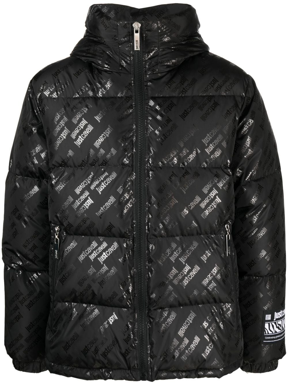 Just Cavalli logo-print padded hooded jacket - Black von Just Cavalli