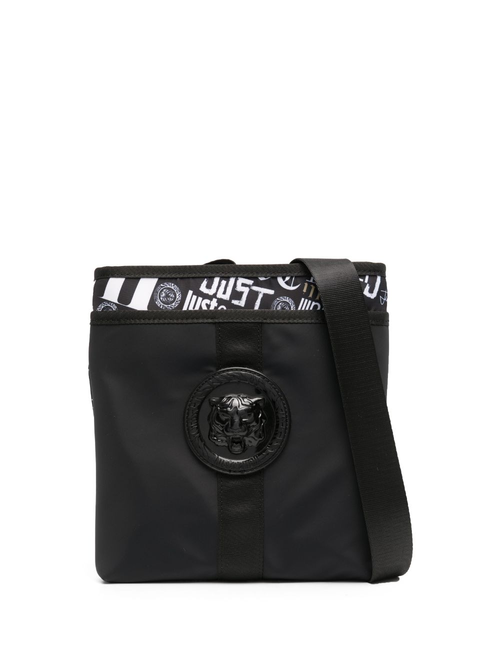 Just Cavalli logo-print zip-up messenger bag - Black von Just Cavalli