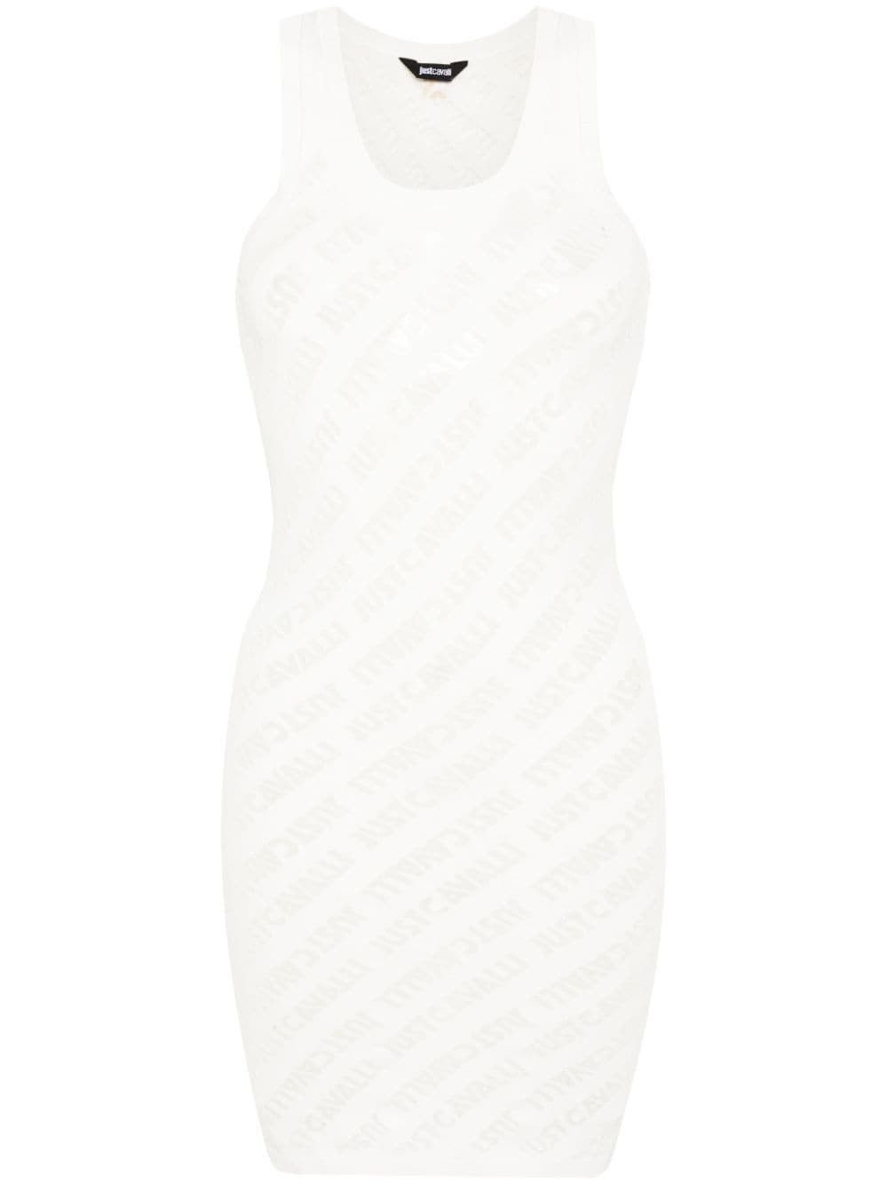 Just Cavalli logo-sheer mini dress - White von Just Cavalli