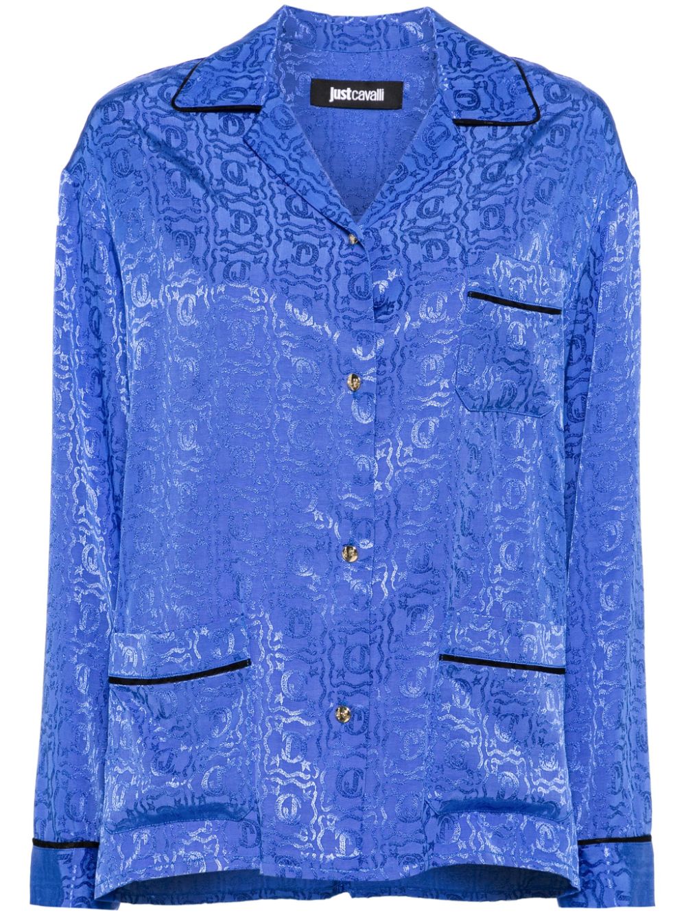Just Cavalli logo snake-jacquard shirt - Blue von Just Cavalli