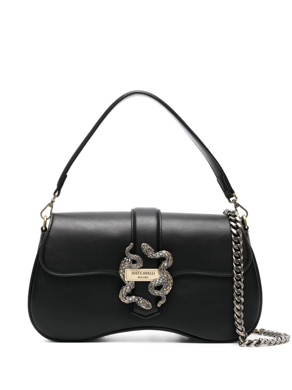 Just Cavalli metallic snake-detail leather crossbody bag - Black von Just Cavalli