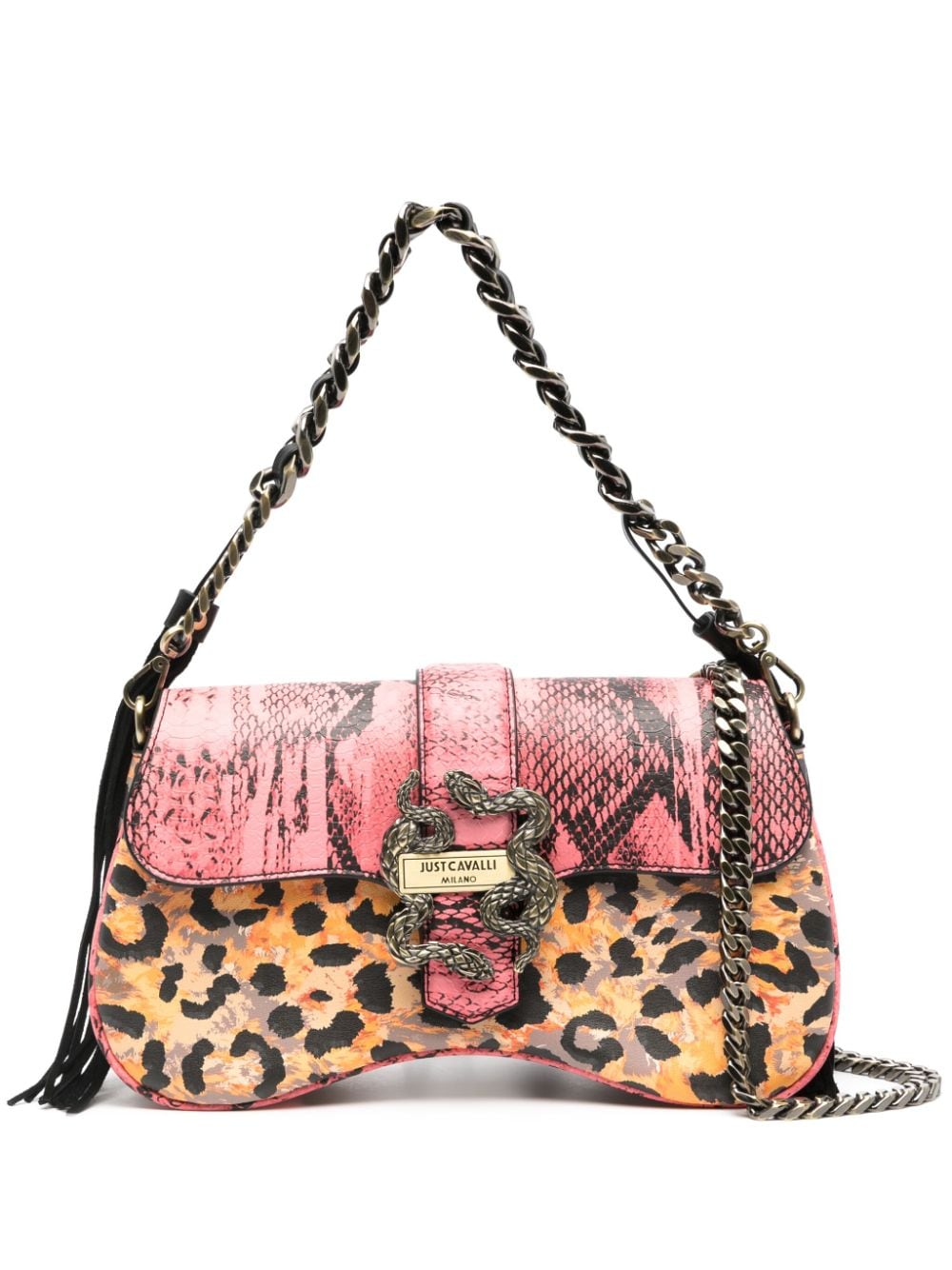 Just Cavalli mix-print logo-engraved shoulder bag - Pink von Just Cavalli