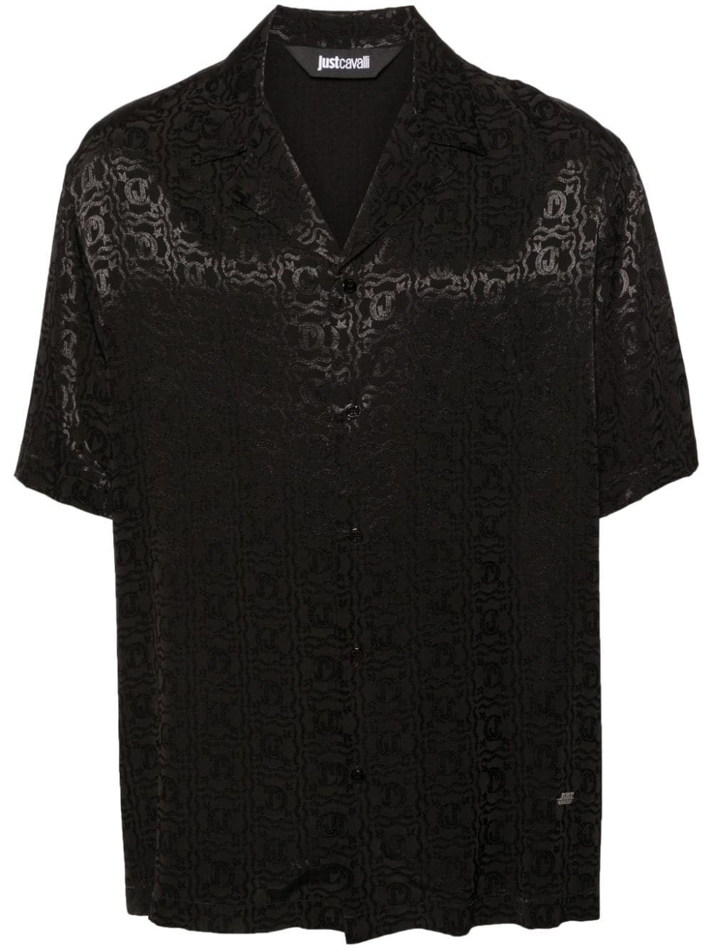 Just Cavalli monogram-jacquard short-sleeve shirt - Black von Just Cavalli