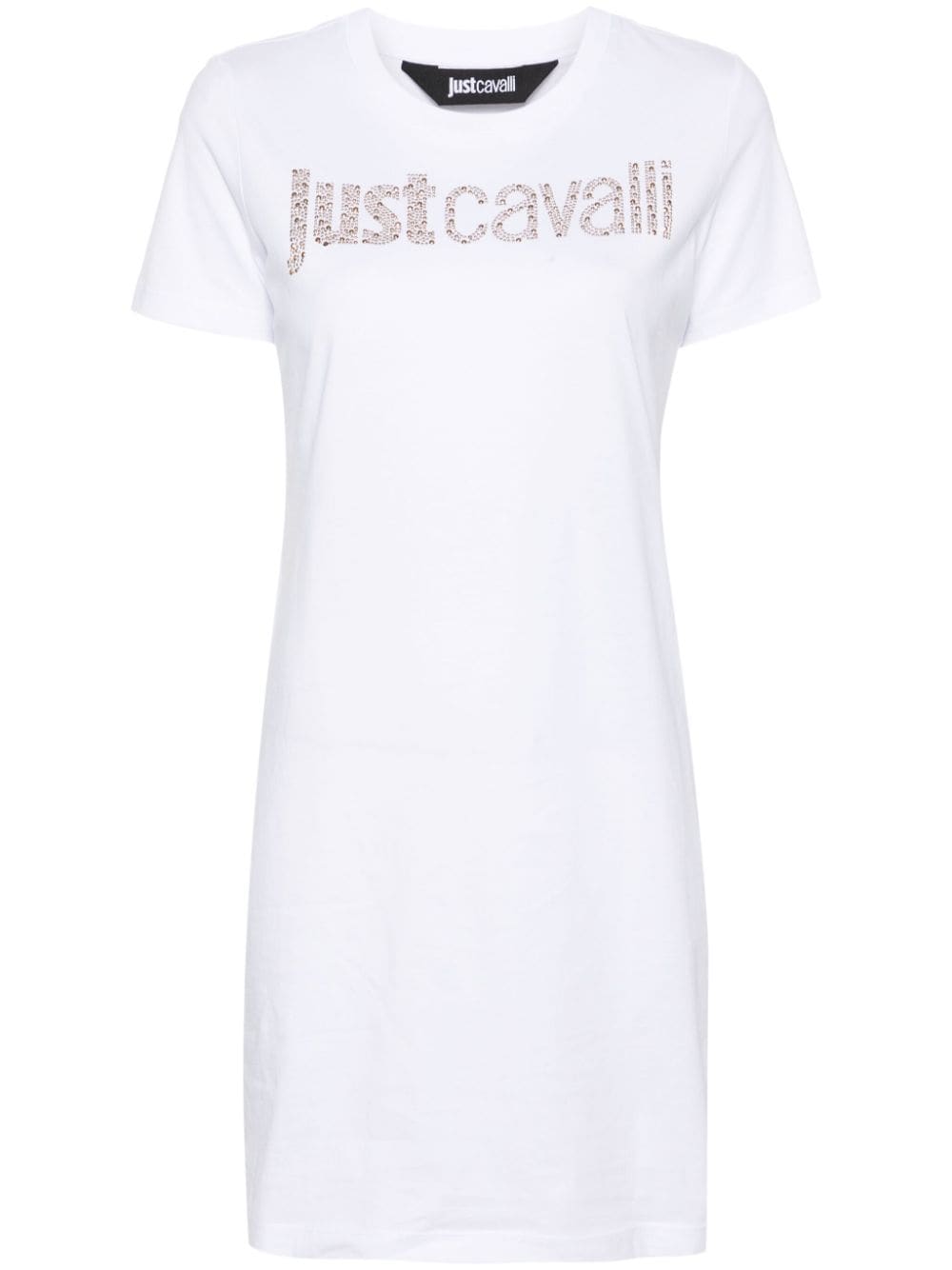 Just Cavalli rhinestone-logo T-shirt dress - White von Just Cavalli