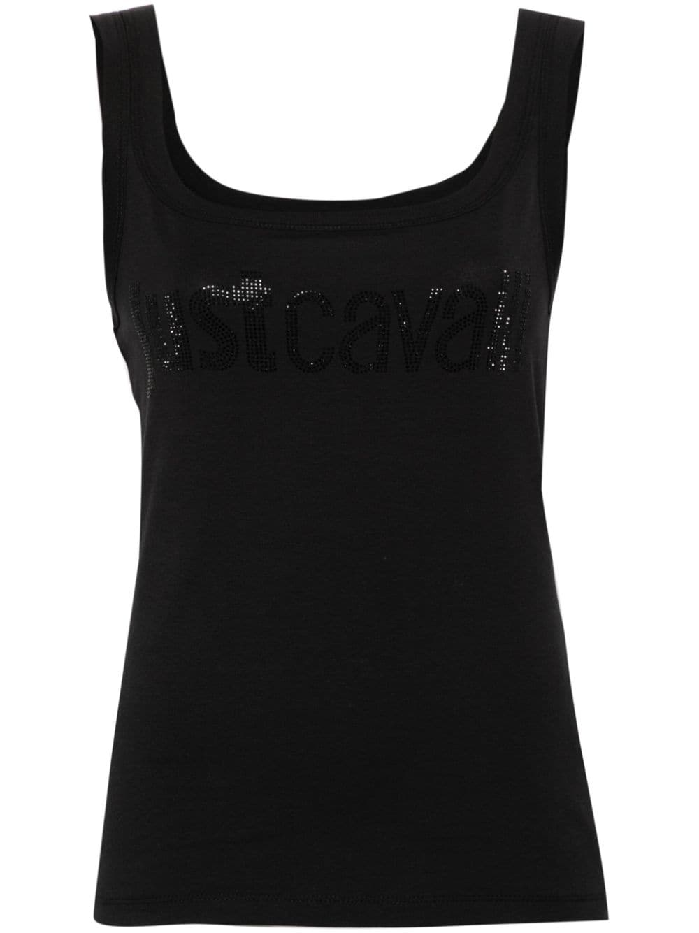 Just Cavalli rhinestone-logo top - Black von Just Cavalli