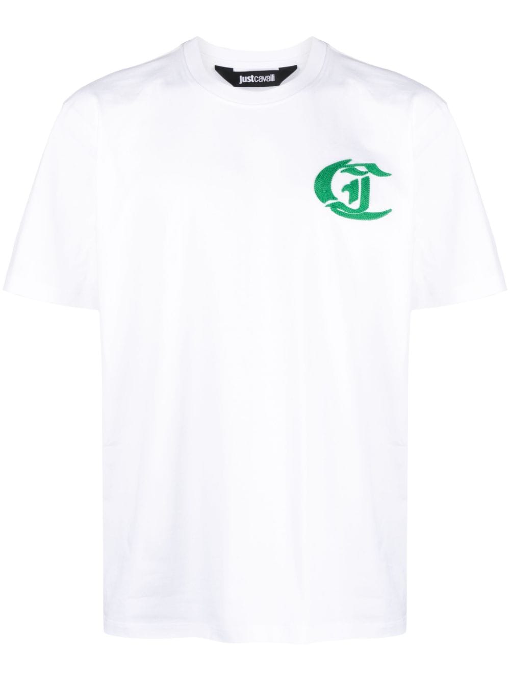 Just Cavalli slogan-embroidered cotton T-shirt - White von Just Cavalli