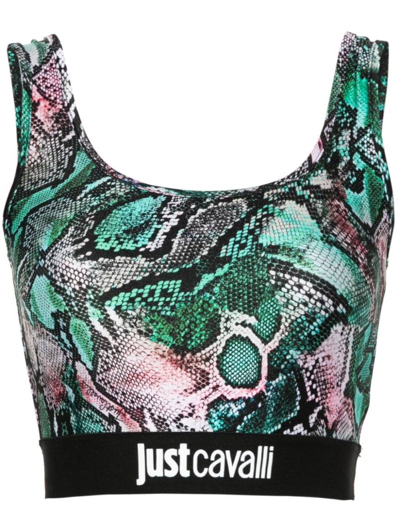 Just Cavalli snakeskin-printed crop top - Green von Just Cavalli