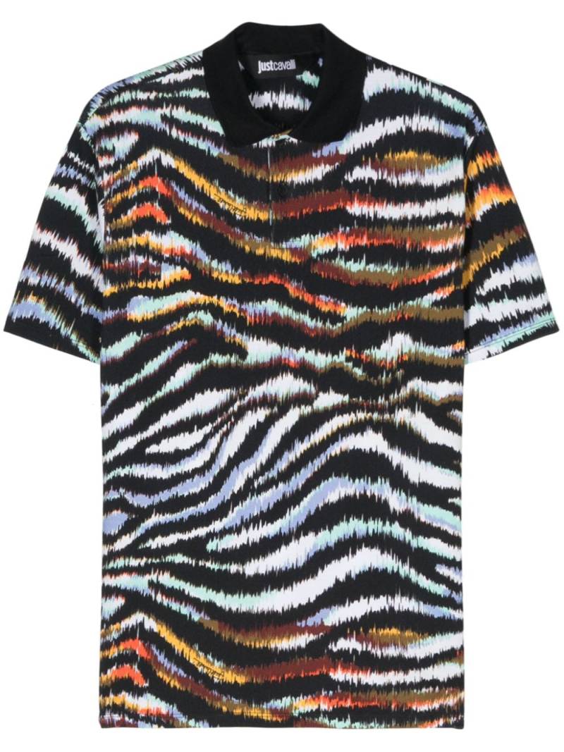 Just Cavalli zebra-print cotton polo shirt - Black von Just Cavalli