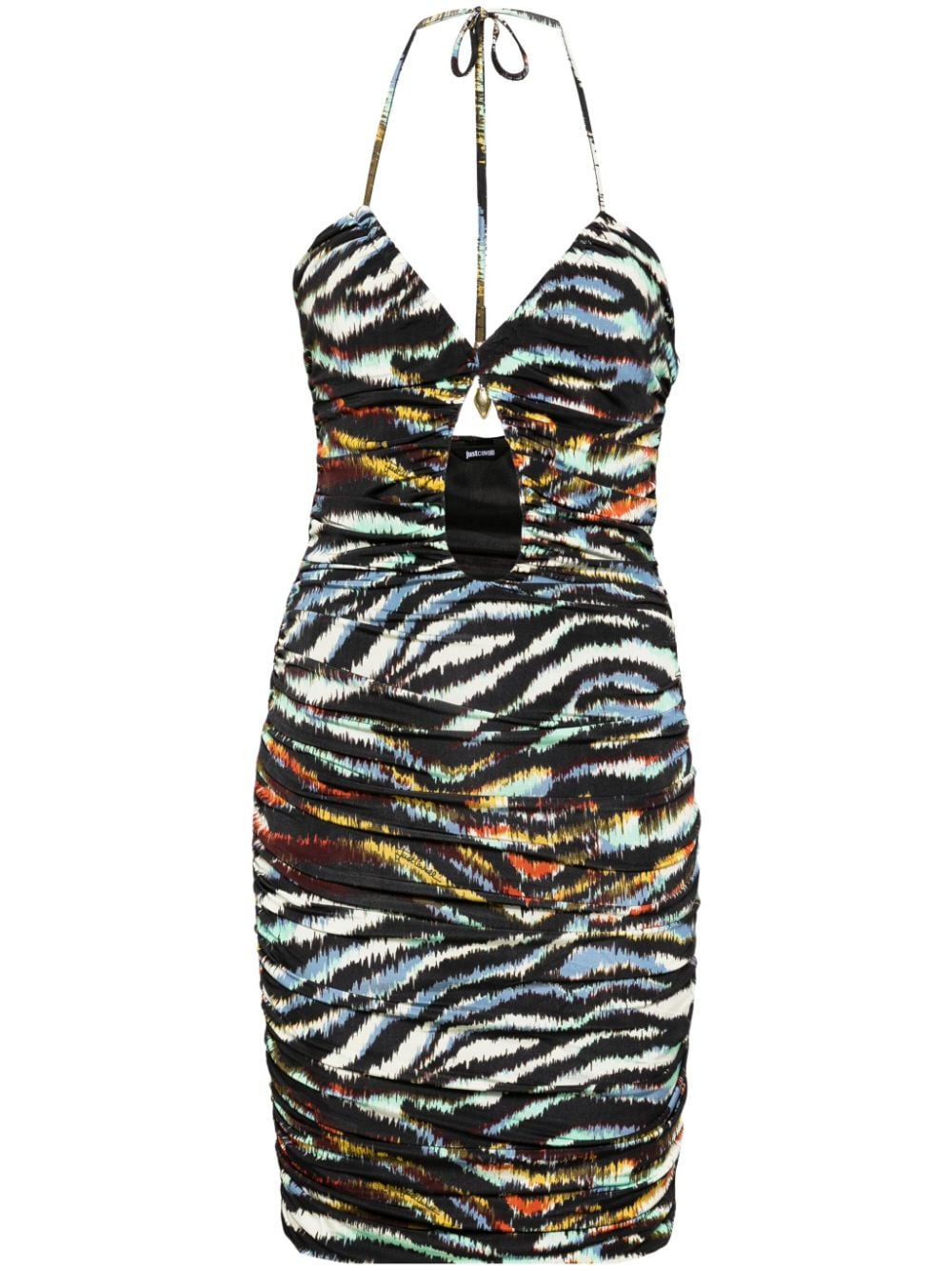 Just Cavalli zebra-print ruched minidress - Black von Just Cavalli