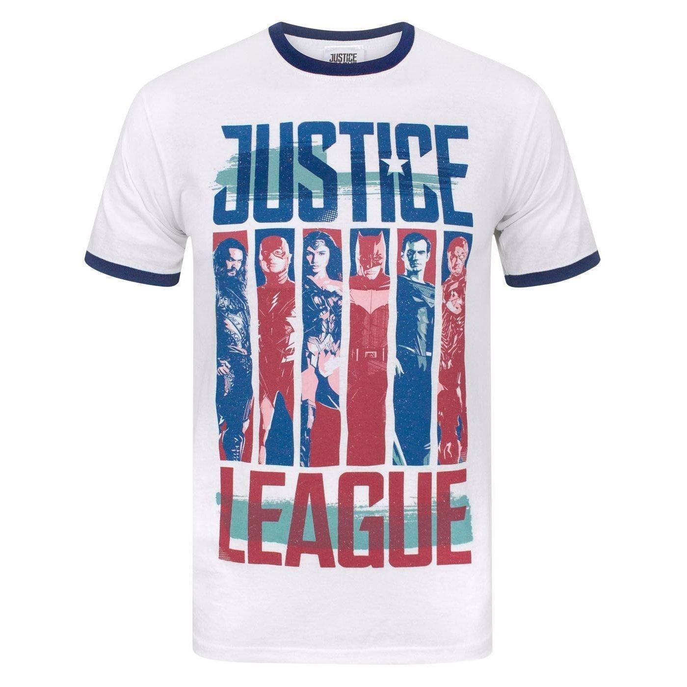 Charakter Strips Ringer Tshirt Herren Weiss M von Justice League