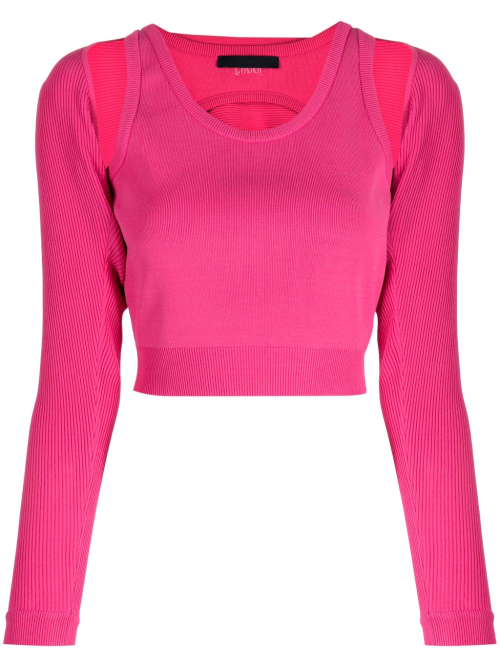 Juun.J cut-out layered cropped top - Pink von Juun.J