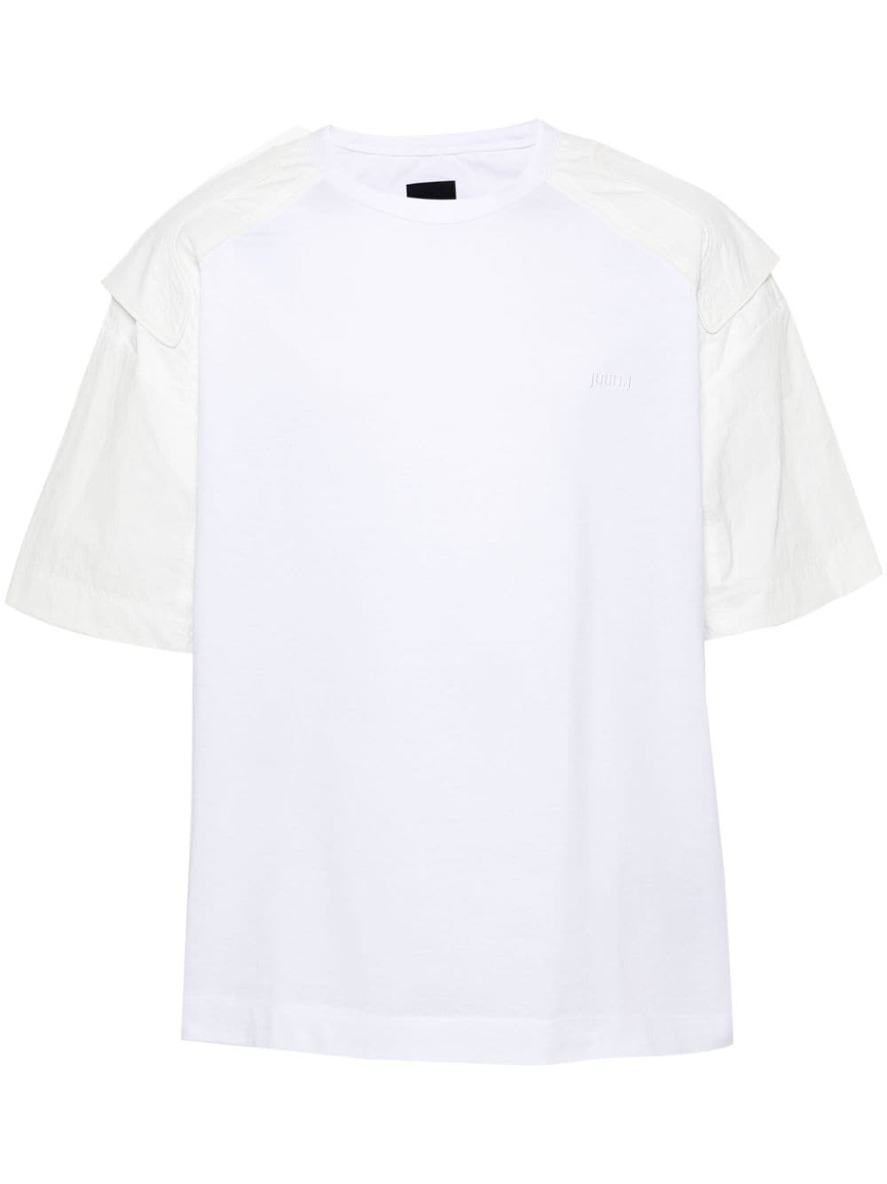 Juun.J embroidered-logo panelled T-shirt - White von Juun.J