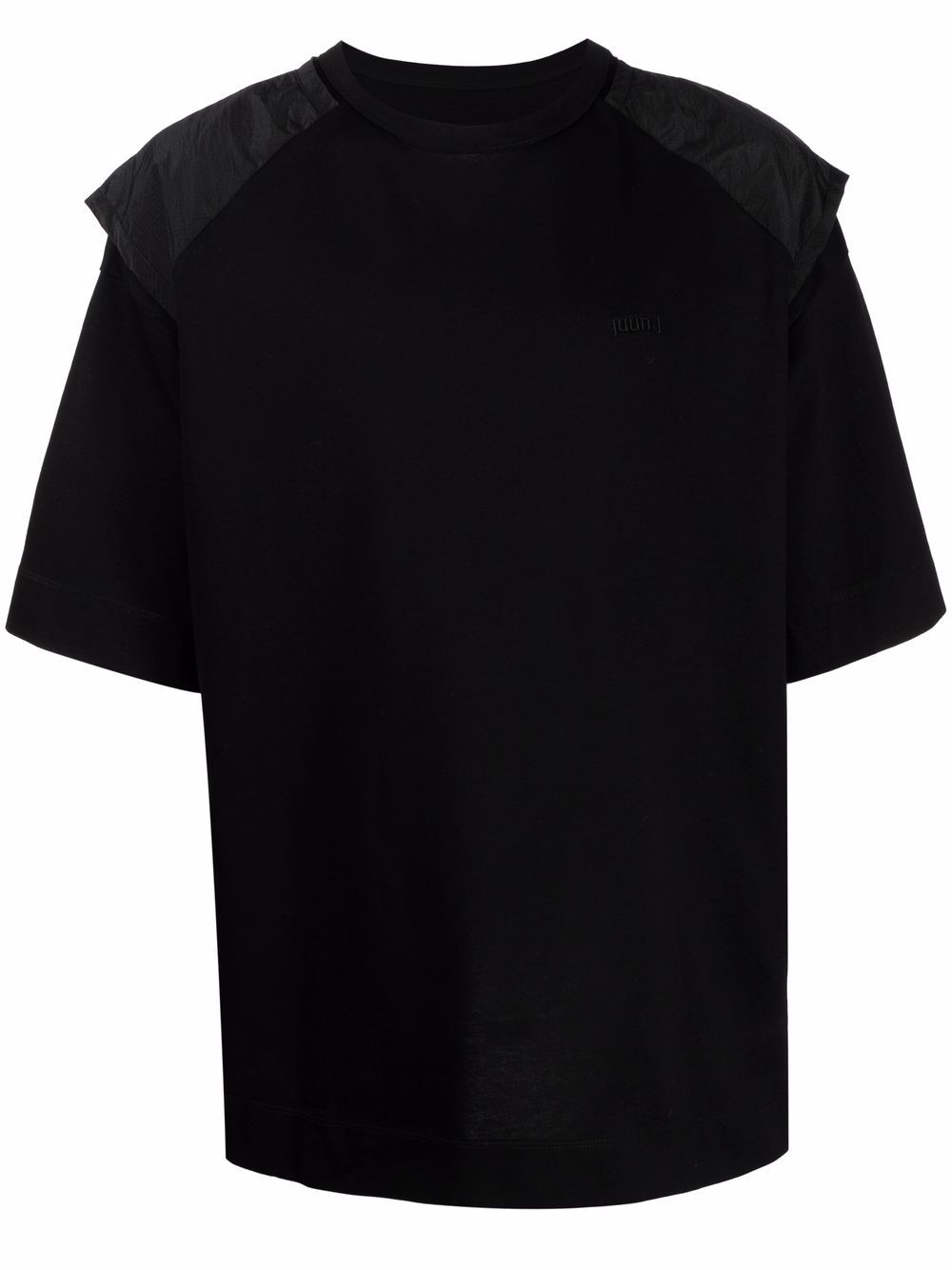 Juun.J embroidered logo ripstop-back T-shirt - Black von Juun.J