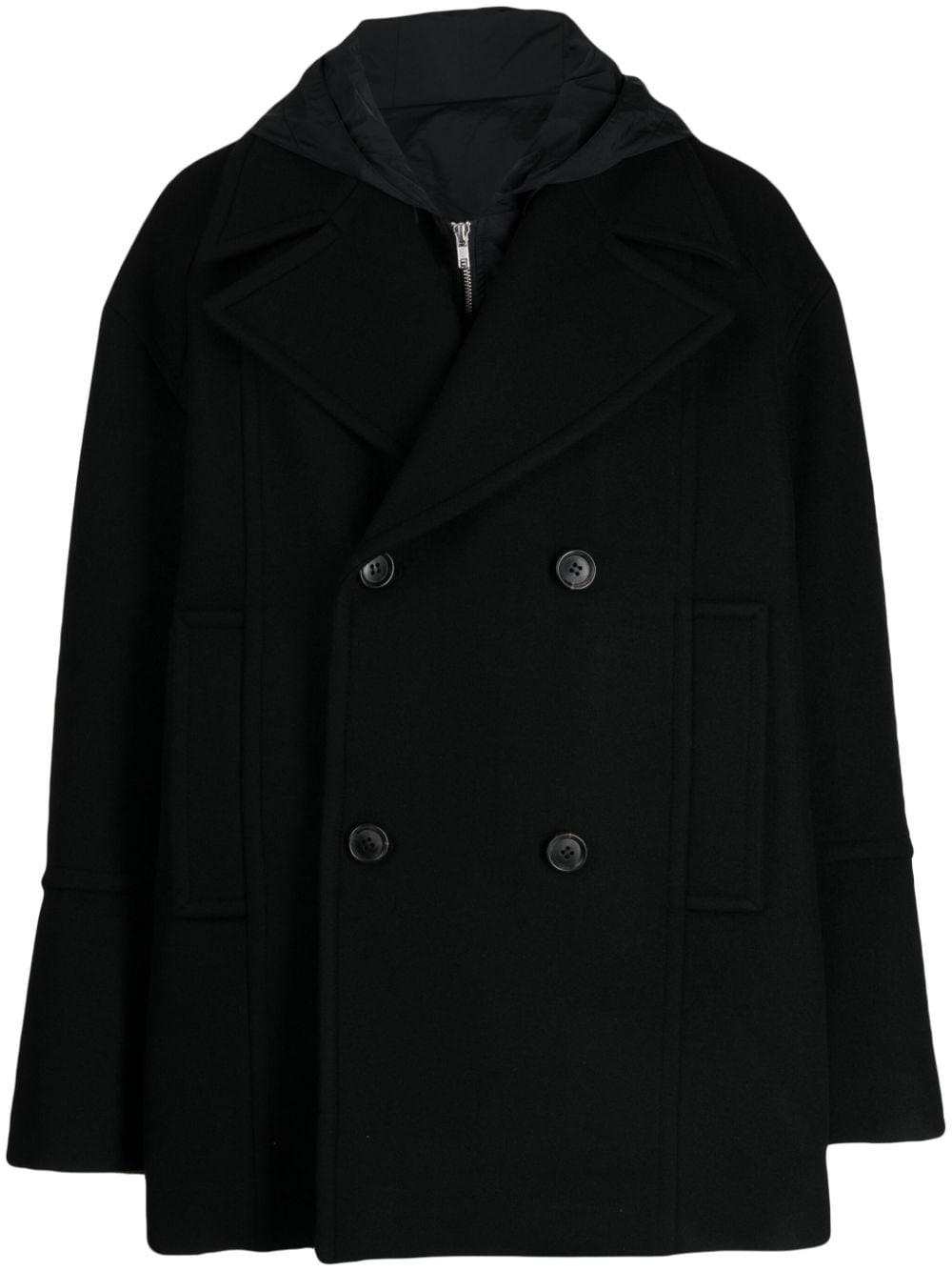 Juun.J hooded double-breasted peacoat - Black von Juun.J