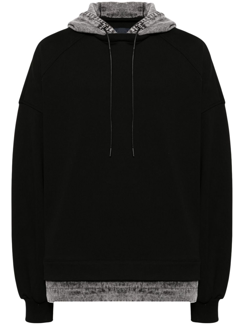 Juun.J layered denim hoodie - Black von Juun.J