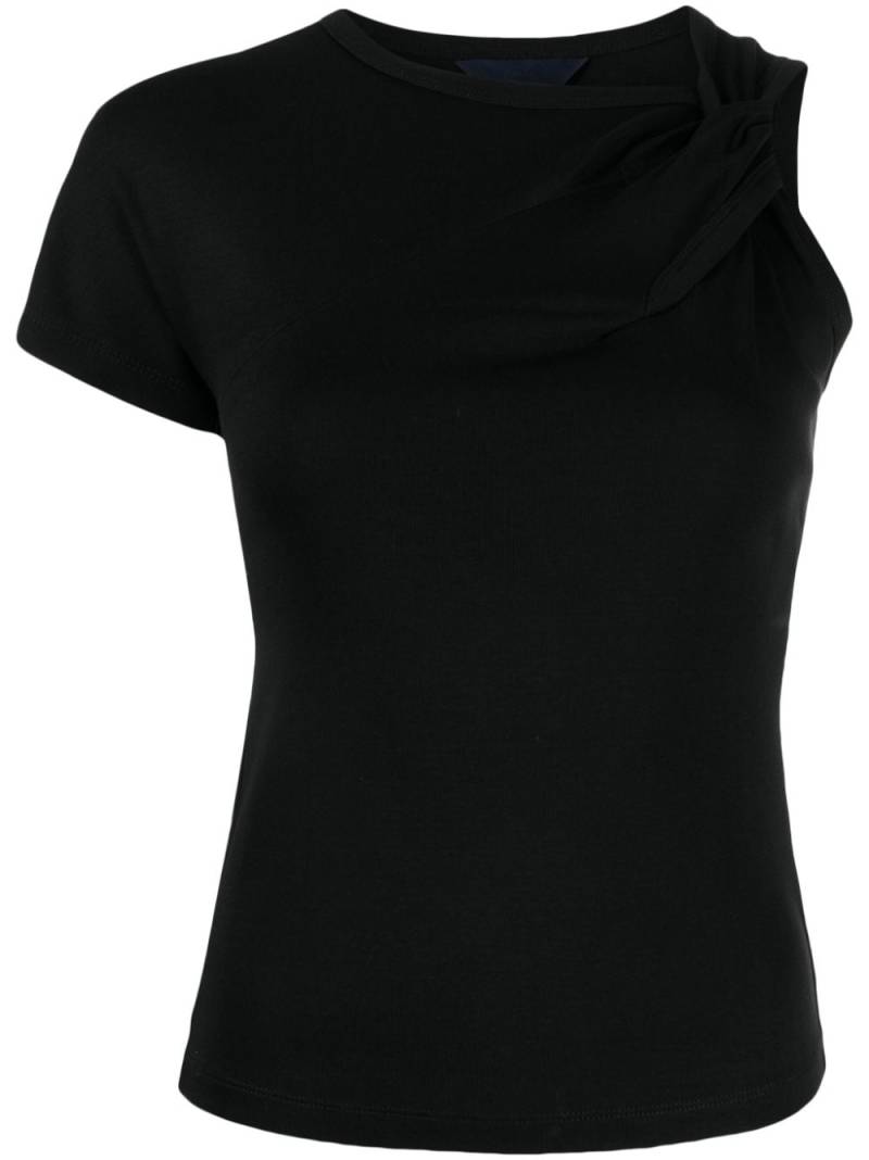 Juun.J single-sleeved draped T-shirt - Black von Juun.J