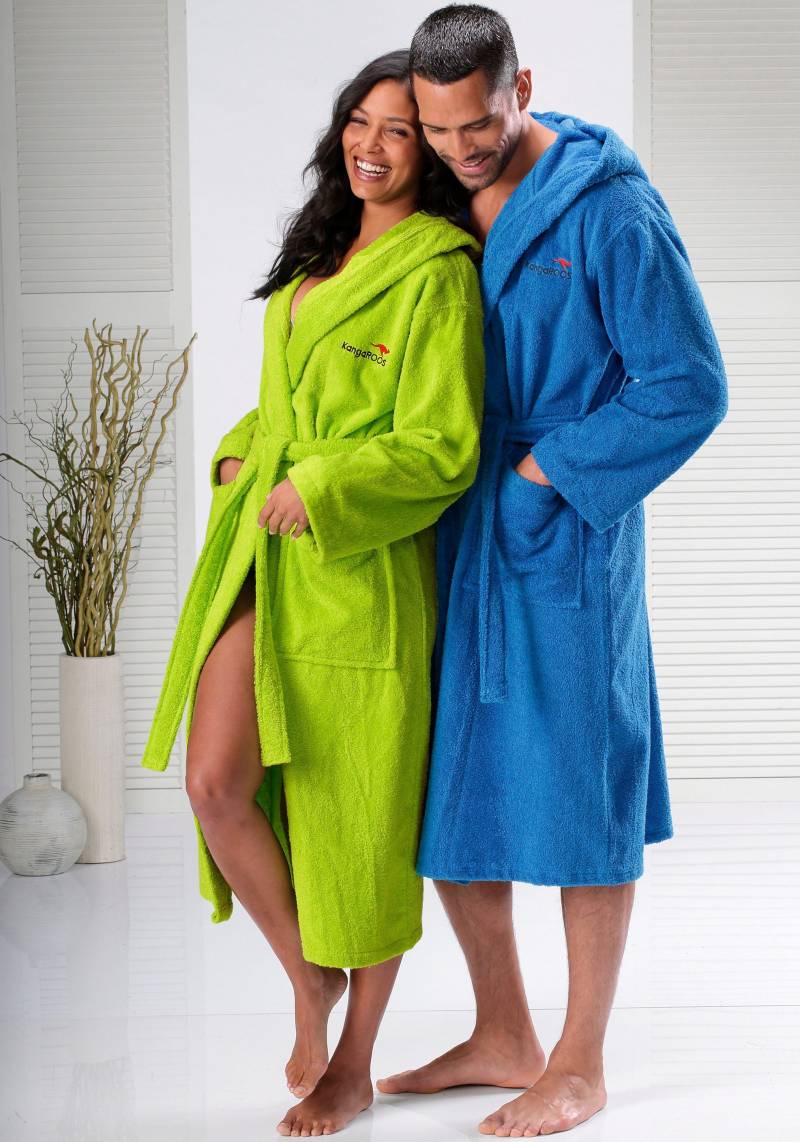 KangaROOS Unisex-Bademantel »Cassidy, für Damen & Herren, Standardlänge & Überlänge«, (1 St.), mit Taschen, Männer und Frauen, Baumwolle, Reise, Hotel, Sauna, S-3XL von KangaROOS