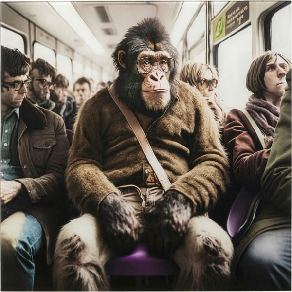 Glasbild Commuter Monkey 60x60 von KARE DESIGN