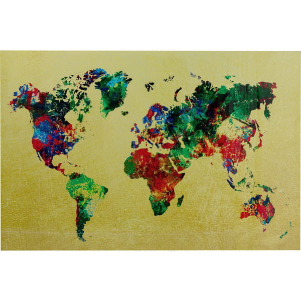 Glasbild Metallic Colourful Map 150x100 von KARE DESIGN