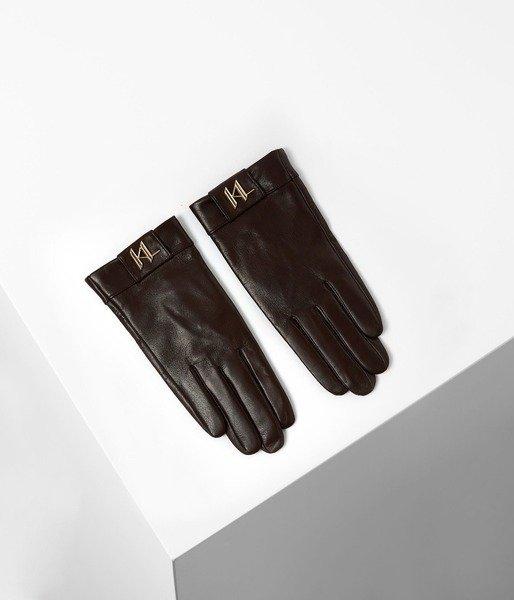 Saddle Glove-m Damen Braun M von KARL LAGERFELD