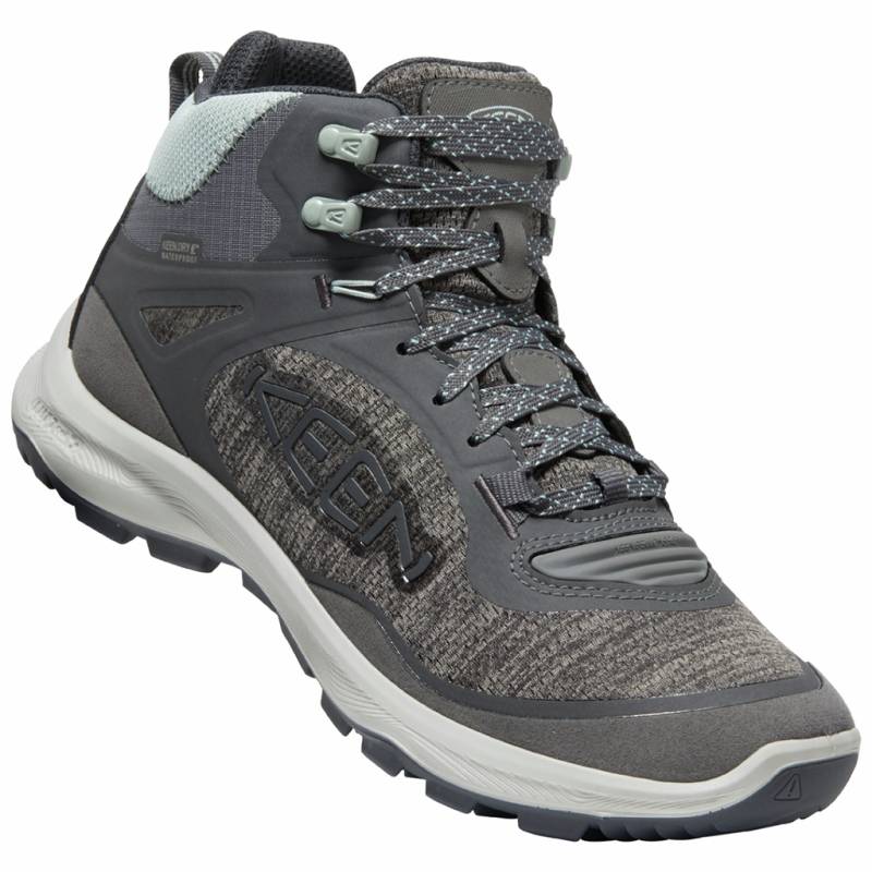 KEEN Damen Wander-/Trekkingschuhe halbhoch W Terradora Flex Mid WP, Grau, aus atmungsaktivem Mesh von KEEN