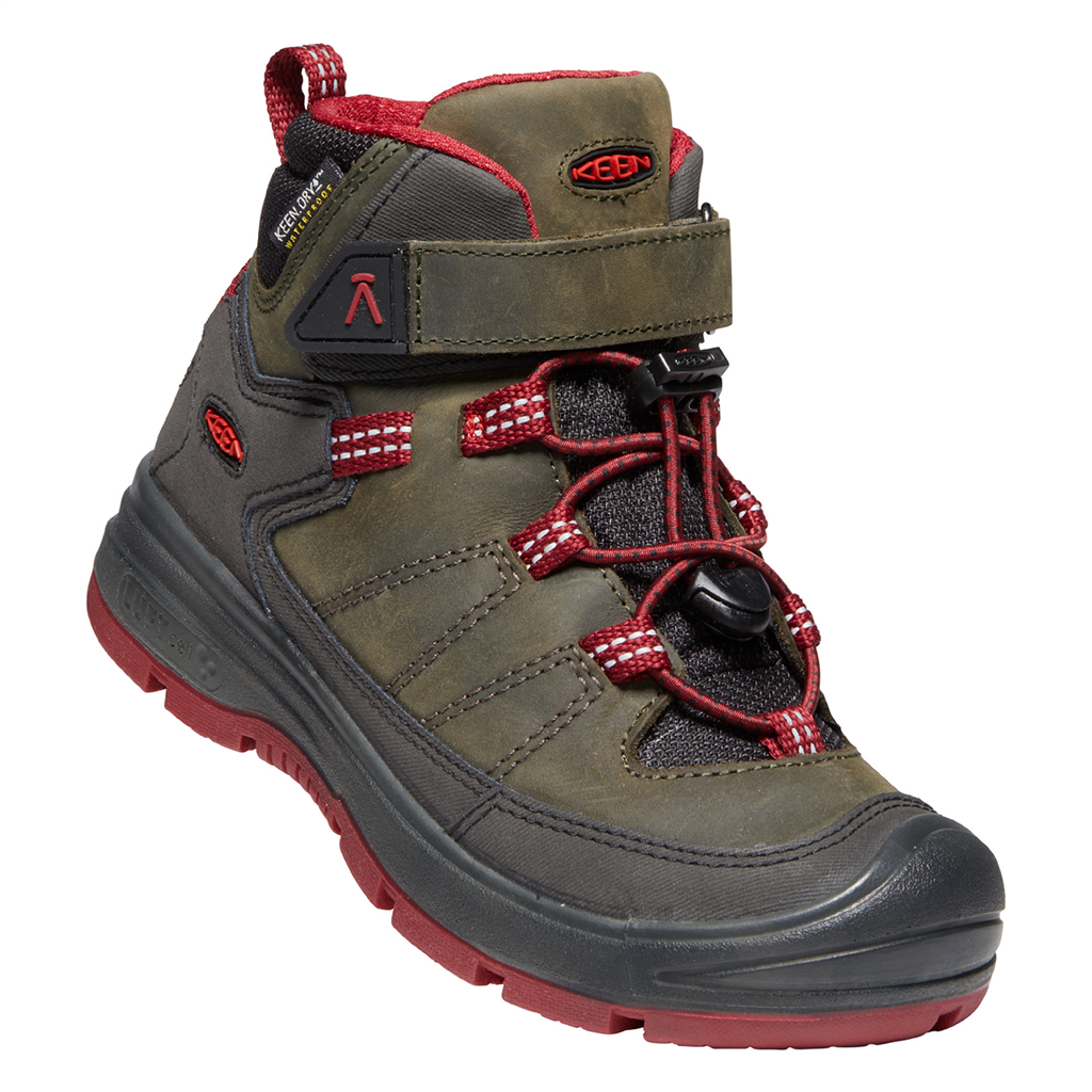 KEEN Kinder Wander-/Trekkingschuhe halbhoch Y Redwood Mid WP, Grau, aus Nubuk-Leder von KEEN