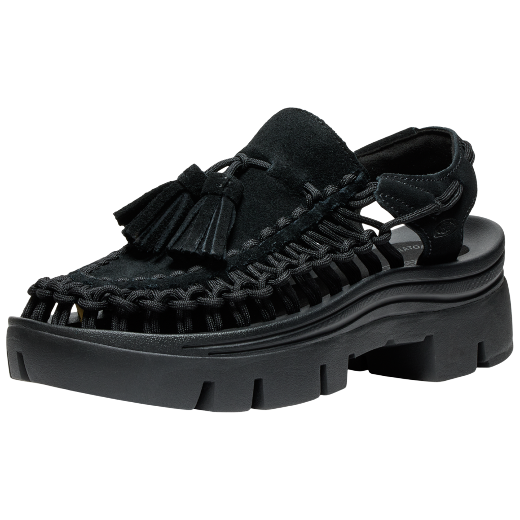 KEEN Unisex Freizeitsandalen A Uneek Plt Tassell, Schwarz, aus Synthetik von KEEN
