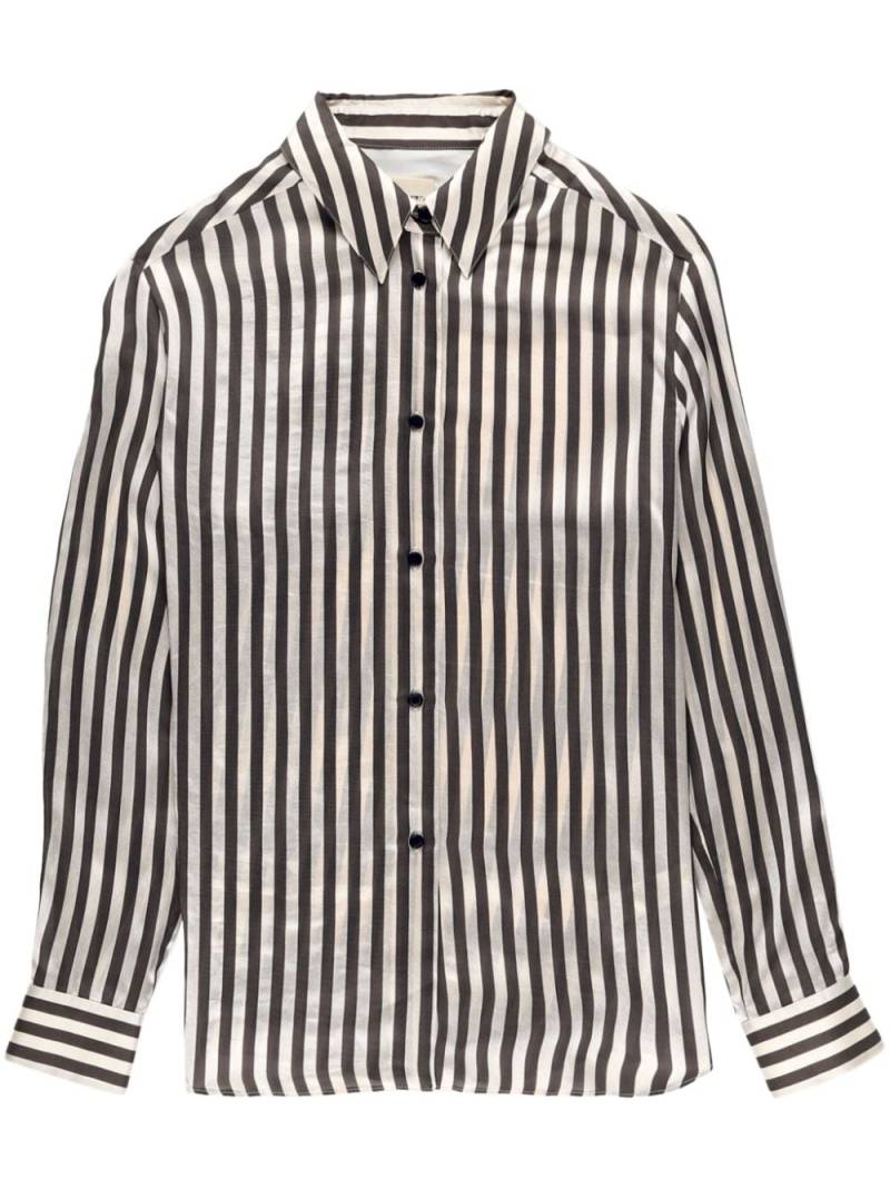 KHAITE Argo long-sleeve striped shirt - Brown von KHAITE