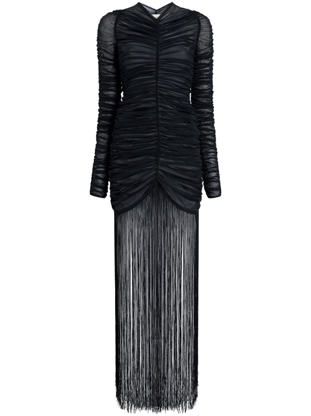 KHAITE Guisa ruched fringed dress - Black von KHAITE