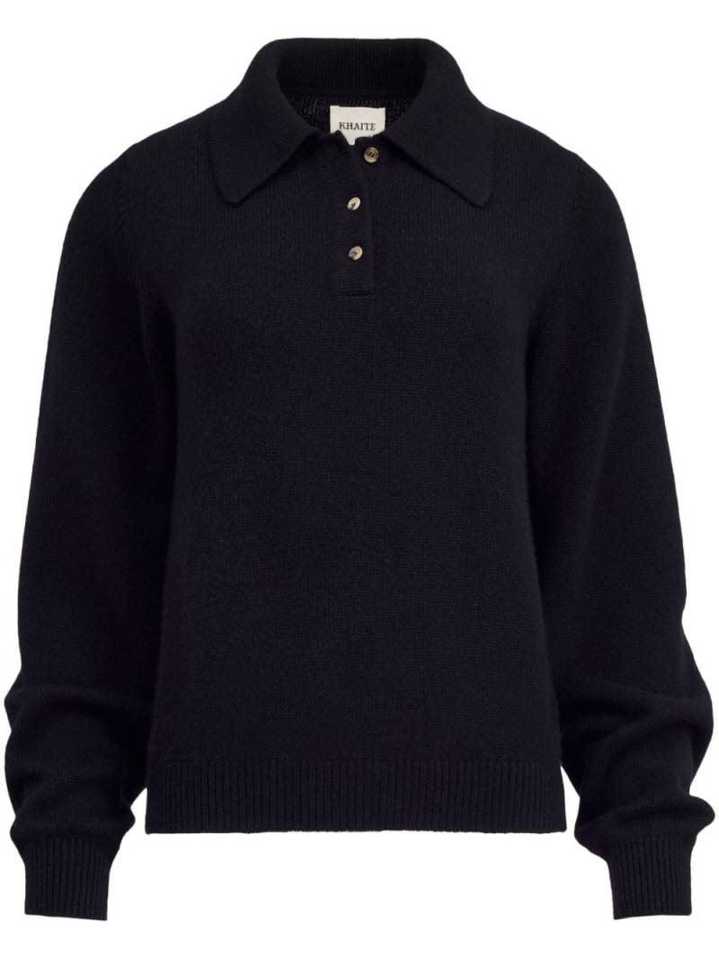 KHAITE Joey button-placket cashmere jumper - Black von KHAITE