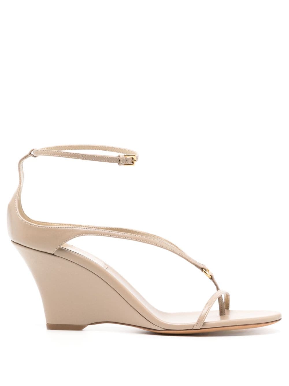 KHAITE Marion 80mm leather wedge sandals - Neutrals von KHAITE